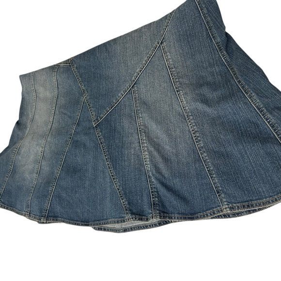 GITANO Vintage Y2K Denim Flare Midi Patchwork Skirt Western Rodeo Cowgirl 18W - Picture 6 of 10